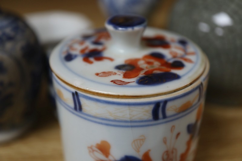 Six various pieces of Chinese ceramics including a crackleglaze bottle vase, height 16cm